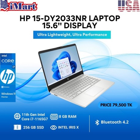 HP LAPTOP 15T-DY200- 2D117AV,INTEL I7-1165G7,11GEN,256GB,16GB, 15.6 INCH DIAGONAL FHD IPS DISPLAY,TOUCHSCREEN.