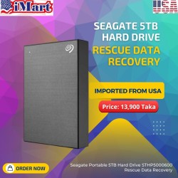 Seagate Backup Plus Portable 5TB Hard Drive STHP5000600 + Rescue Data Recovery.