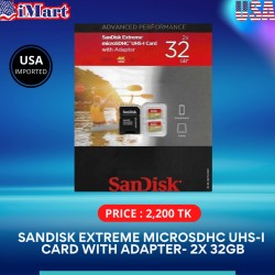 SANDISK EXTREME MICROSDHC UHS-I CARD WITH ADAPTER- SDSQXAT-032G-AJLMT- 2X 32GB
