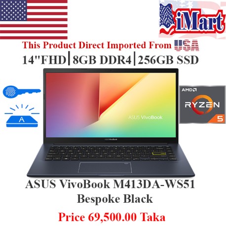 ASUS VivoBook M413DA-WS51 Full HD 14 Inch Laptop AMD Ryzen 5, 8 GB RAM, 512 GB SSD