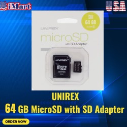 UNIREX 64GB MicroSD with SD Adapter (MBM-645S)