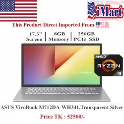 ASUS VivoBook M712DA-WH34 17.3" FHD Display, Ryzen 3250U Processor, 8GB DDR4 RAM, 256GB PCIe SSD, Transparent Silver