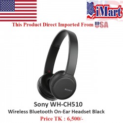 Sony WH-CH510 Wireless Bluetooth On-Ear Headset with Mic for Phone-Call, Black