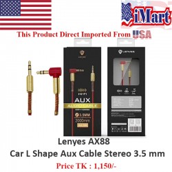 Lenyes AX88 Car L Shape Aux Cable Stereo 3.5 mm