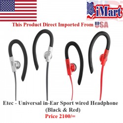Etec - Universal in-Ear Sport wired Headphone (Black & Red)