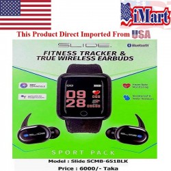 Slide SCMB-651BLK Smart Watch Fitness Tracker & True Wireless Earbuds Combo Sports Pack