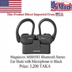 Magnavox MBH583 Bluetooth Stereo Ear Buds with Microphone in Black